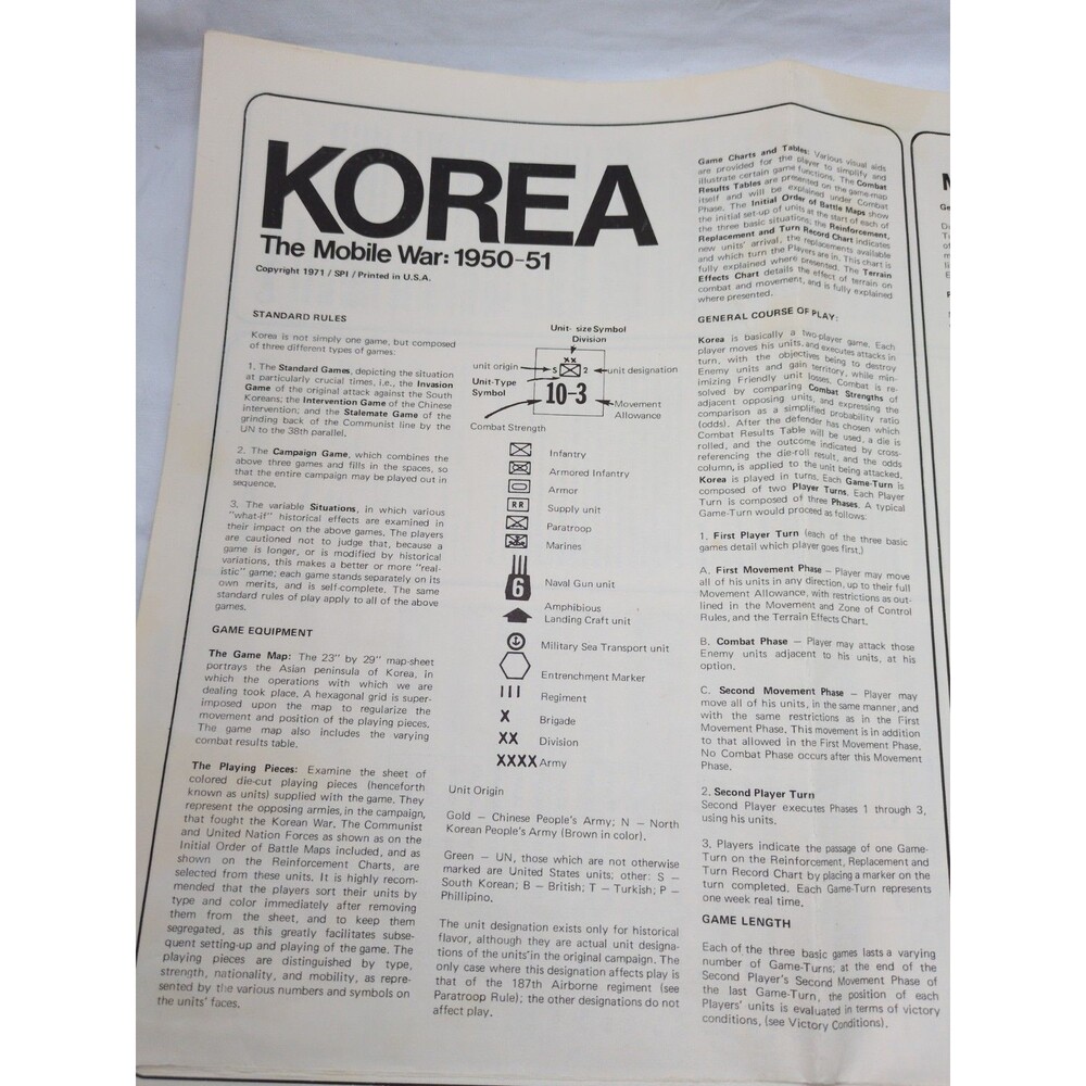Korea The Mobile War: 1950-51 Rulebook